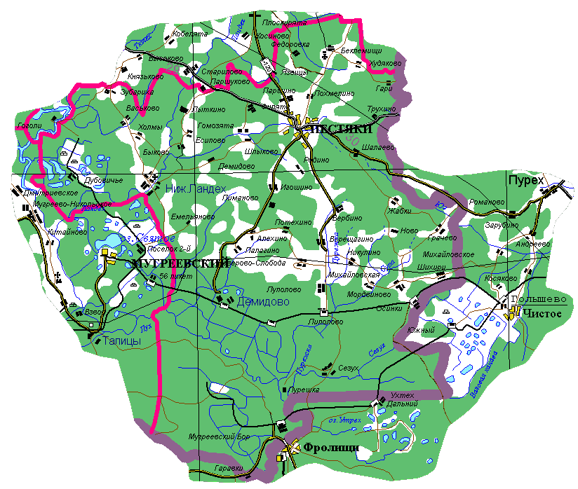 Карта Пестяковского района Ивановской области