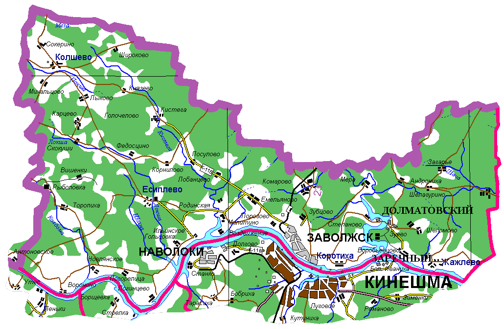 Карта кинешемского района ивановской области подробная с деревнями